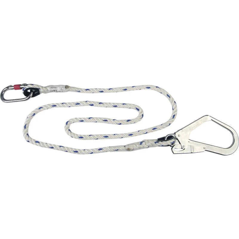 DELTAPLUS LO007150CD 1.5MTR ROPE LANYARD C/W SCAFFOLDING HOOK + KARABINE