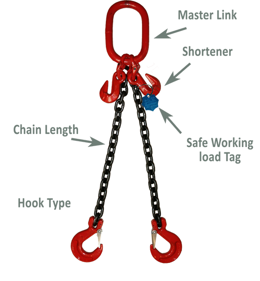 Two Leg 13MM Chain Slings with Safety Hook